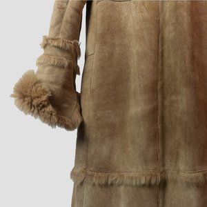 Shearling Full-Length Coat with turn-up sleeve cuffs